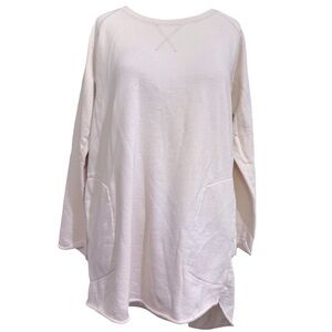 Jackson Rowe Terry Cream High Low Sweater Sweatshirt Size Small Oversized